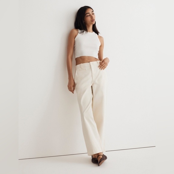 Madewell Relaxed Chino Pants in Antique Cream 0 High Rise NWT - Picture 1 of 13
